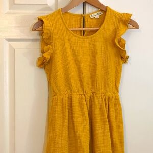 Yellow Butterfly Sleeve Indigo Rose Dress cotton size S